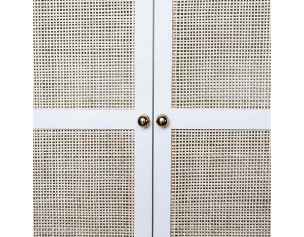 Guthrie Natural Cane & Matte White Lacquer Bar Cabinet Online now