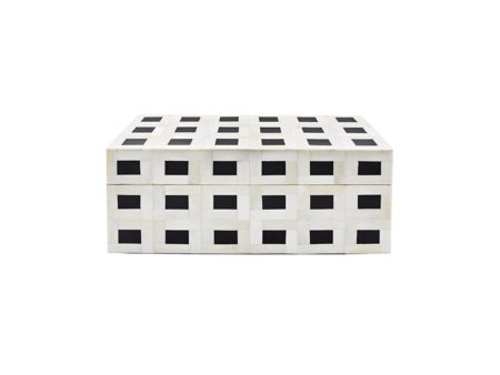 Jordon Black & White Checked Decorative Box - Small Online Hot Sale