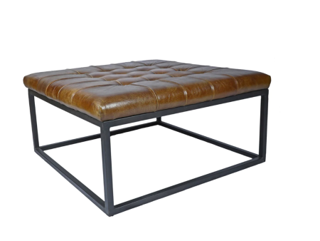 Norwood Large Square Leather Foot Stool - Matthew Izzo Collection Online Sale