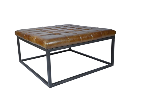 Norwood Large Square Leather Foot Stool - Matthew Izzo Collection Online Sale