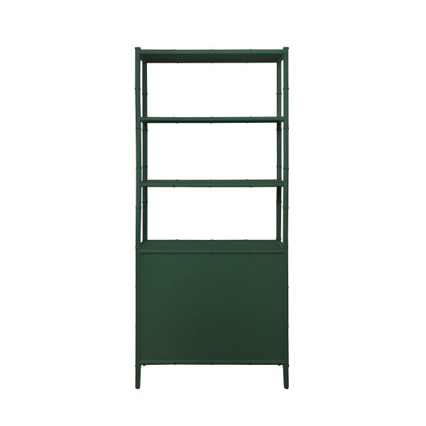 Flynn Green Grasscloth & Matte Lacquer Three Drawer Etagère For Cheap