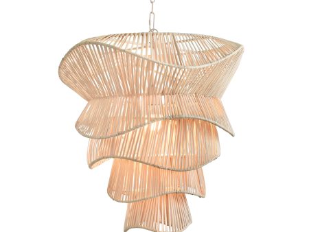 Cambry Bleached Rattan Pendant Light For Sale