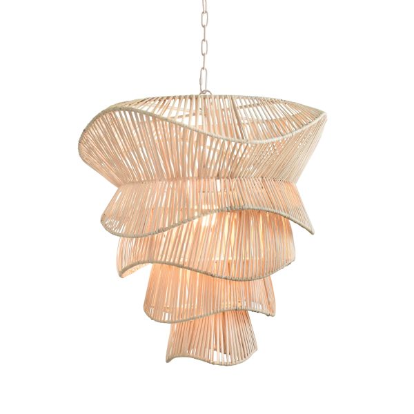 Cambry Bleached Rattan Pendant Light For Sale