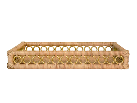 Tango Natural Rattan Tray with Brass Rings Cheap