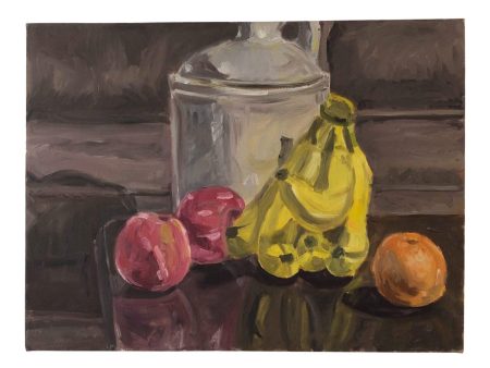 Still Life with Jug and Bananas, Oil Painting on Canvas (c.1990) by Hans Petrich For Cheap