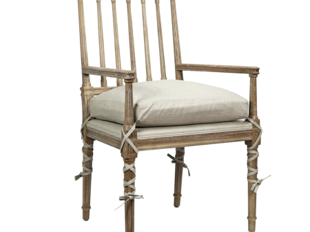 Barnaby French Country Pine Wood Arm Chair w Cushion- Matthew Izzo Collection Hot on Sale