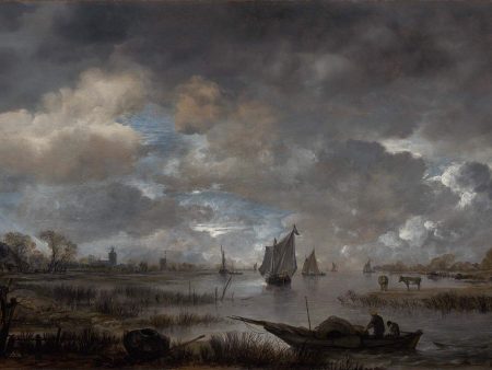 Aert van der Neer, Estuary at Twilight Online Hot Sale