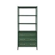 Flynn Green Grasscloth & Matte Lacquer Three Drawer Etagère For Cheap