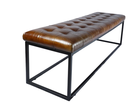 Norwood Tufted Leather & Iron Bench - Matthew Izzo Collection Fashion