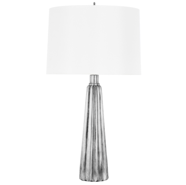 Hensley Metallic Table Lamp w Cream Silk Shade - Gold or Silver Online now