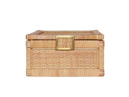 Bruno Rattan & Brass Small Decorative Box on Sale