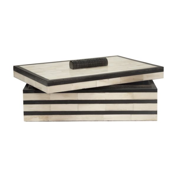 Concord Natural Bone Decorative Box- Black Stripe Discount