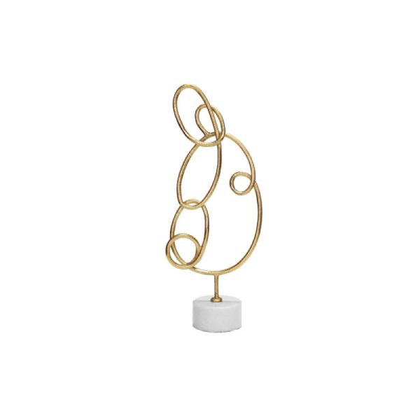 Anton Gold Leaf Doodle Sculpture on White Marble Base on Sale