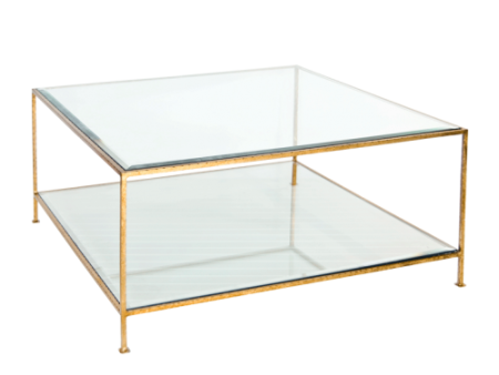 Quadro Gold Leaf & Beveled Glass Two Tier Coffee Table Sale