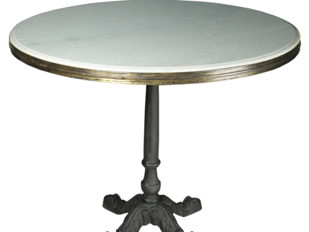 Avignon White Marble & Cast Iron 42  Round Bistro Table - Matthew Izzo Collection For Sale