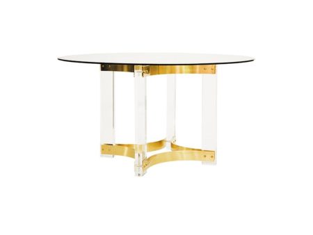 Hendrix Acrylic, Brass & Glass Top 48  Round Dining Table Online