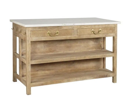 Mango Wood & Banswara Marble Kitchen Island (Large) - Matthew Izzo Collection Online Hot Sale