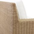 Tenny Lawson-style Rattan & Ivory Linen Sofa with Fringed Skirt Cheap