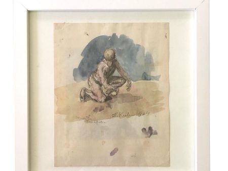 Evan Keehn Watercolor Figure Painting (1964) Cheap