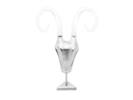 Waldo Acrylic Ram s Horn Sculpture with Silver Leaf Base Online Hot Sale