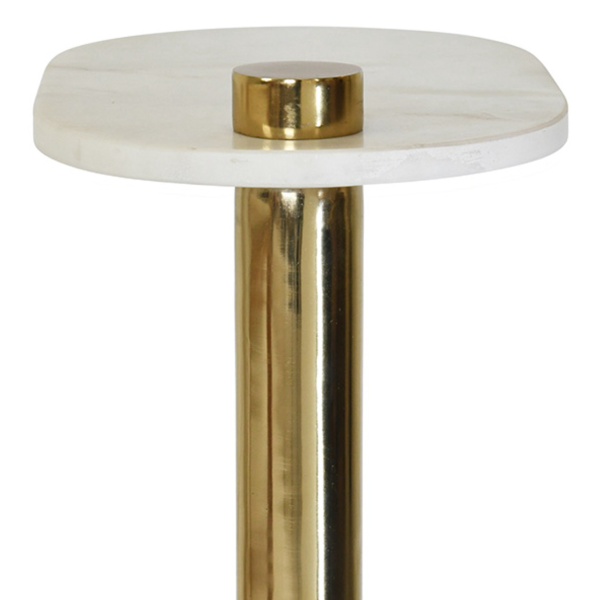 Simeon White Marble & Polished Brass Oval Side Table Online