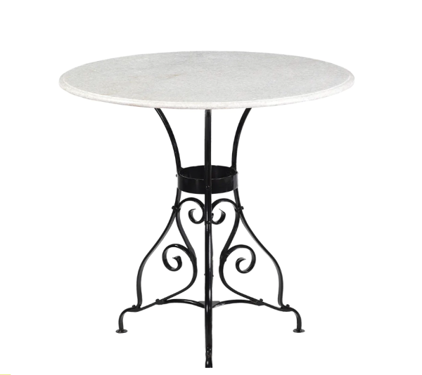 Torino 30  Round Indoor Outdoor Marble & Black Gloss Iron Café Table - Matthew Izzo Collection on Sale