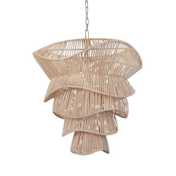 Cambry Bleached Rattan Pendant Light For Sale