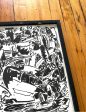 Kermit Oswald Ink On Paper Painting with Original Hand Made Frame Hot on Sale