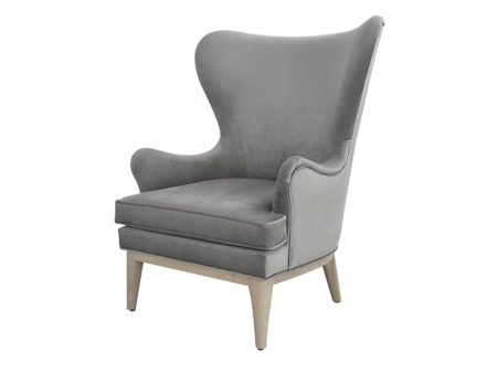 Worlds Away Frisco Wing Grey Velvet Lounge Chair Sale