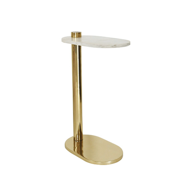 Simeon White Marble & Polished Brass Oval Side Table Online