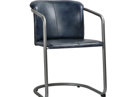 Bergen Blue Leather & Metal Dining Chairs, Set of 2 - Matthew Izzo Collection Discount