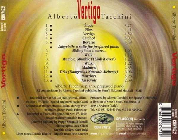 ALBERTO TACCHINI - Vertigo . CD Online now