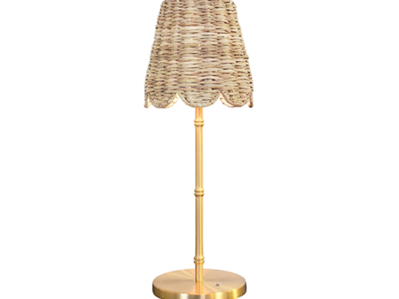 Hallie Rattan & Brass Rechargeable Table Lamp Hot on Sale