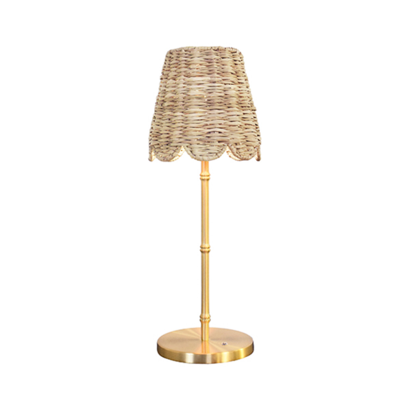 Hallie Rattan & Brass Rechargeable Table Lamp Hot on Sale