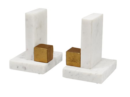 Blocks Marble & Antique Brass Bookends For Cheap