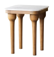 Square Mango Wood & White Marble Top Side Table - Matthew Izzo Collection For Sale