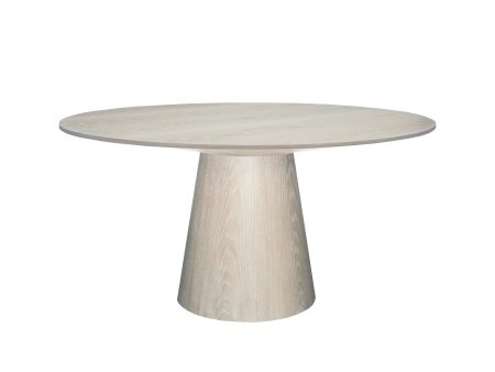 Hamilton Cerused Oak 59  Round Pedestal Dining Table For Sale