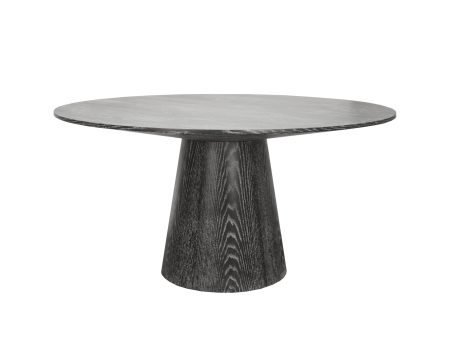 Hamilton Black Cerused Oak 59  Round Pedestal Dining Table on Sale