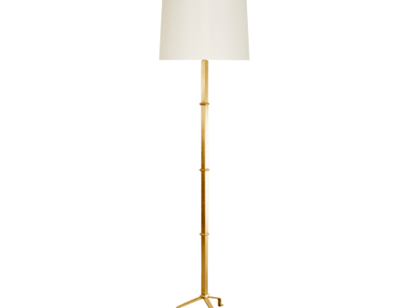 Alvaro Gold Leaf Floor Lamp w Silk Shade For Discount