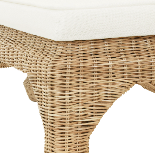 Worlds Away Massey Rattan Bench With Cushion For Discount