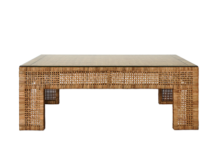 Montauk Rattan & Glass Coffee Table For Cheap