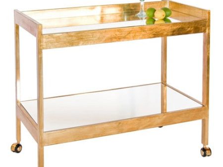 Roland Mirror Bar Cart in Gold or Silver Leaf Sale