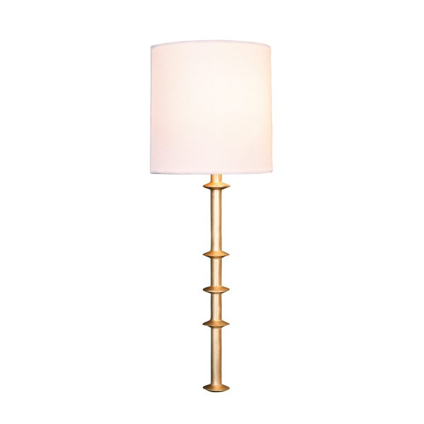 Blake Gold Leaf Wall Sconce with White Linen Shade Sale