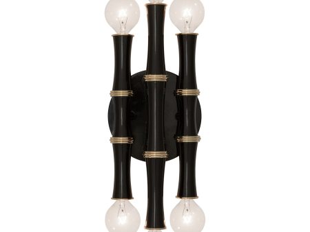 Kane Modern Brass & Obsidian Black Six Light Wall Sconce on Sale