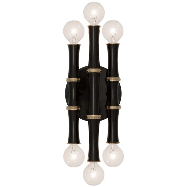 Kane Modern Brass & Obsidian Black Six Light Wall Sconce on Sale