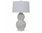 Malina Rustic White Table Lamp w White Linen Shade For Discount