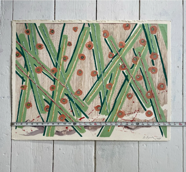 Barbara Beck Signed 1988 Painting on Handmade Paper Online now