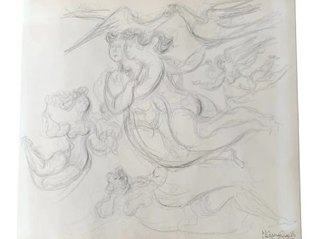 Original Pencil Drawing by Chaim Gross Online Hot Sale