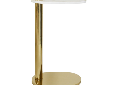 Simeon White Marble & Polished Brass Oval Side Table Online