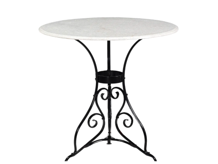 Torino 30  Round Indoor Outdoor Marble & Black Gloss Iron Café Table - Matthew Izzo Collection on Sale